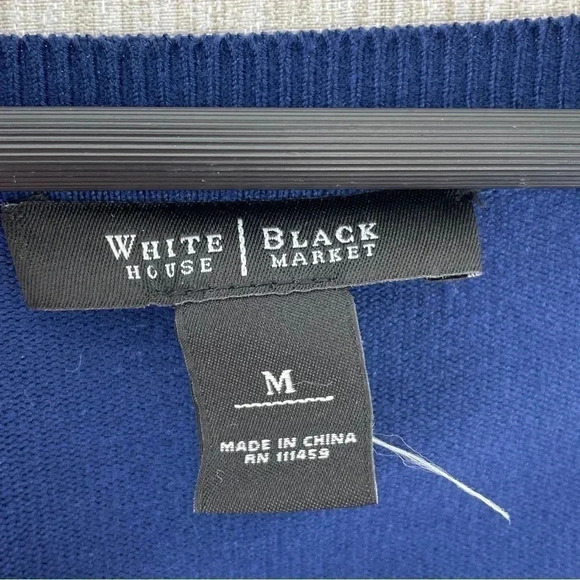 white house black market 3/4 sleeve button down round neck top Medium 8337 - Picture 4 of 9